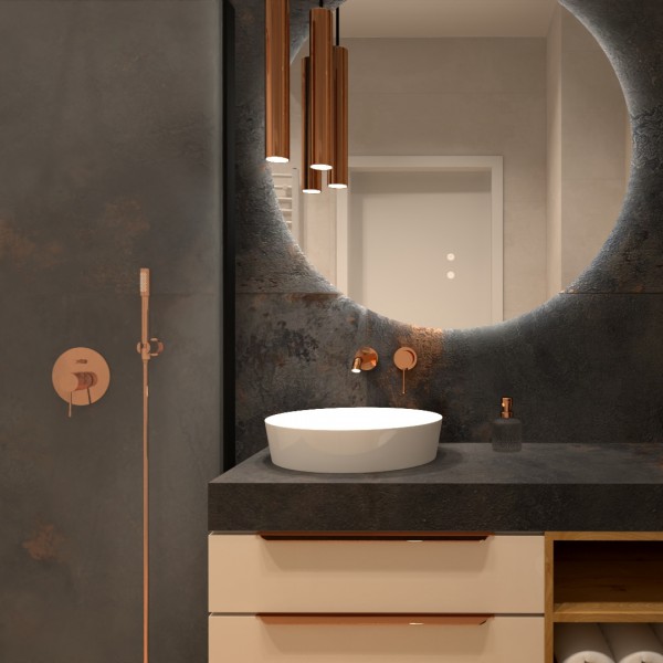 Łazienka bez okna z ciemnymi płytkami!