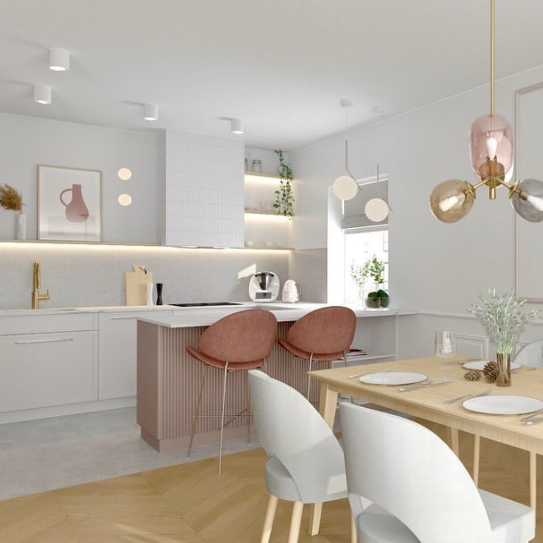 Złota bateria kuchenna w połączeniu z białym zlewozmywakiem!