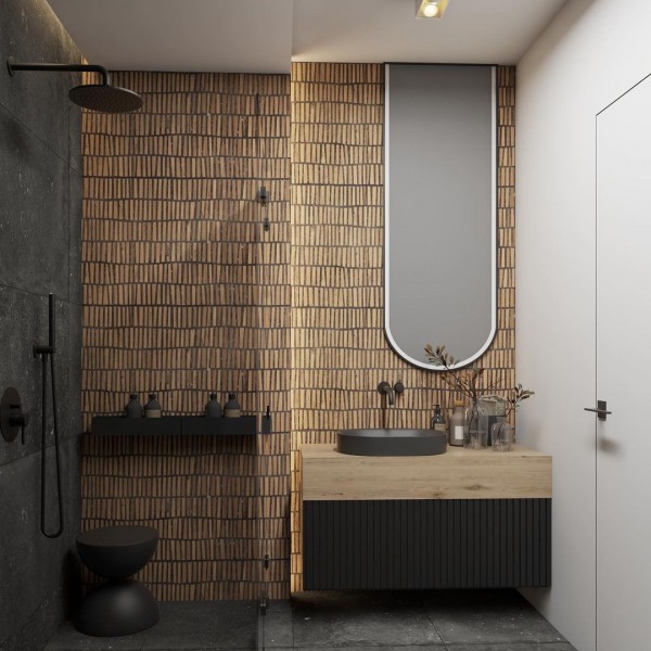 Minimalistyczna łazienka z czarno-białą wanną wolnostojącą!