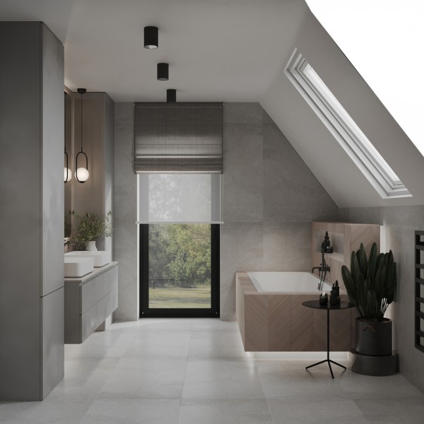 Duża łazienka z prostokątną wanną na poddaszu!