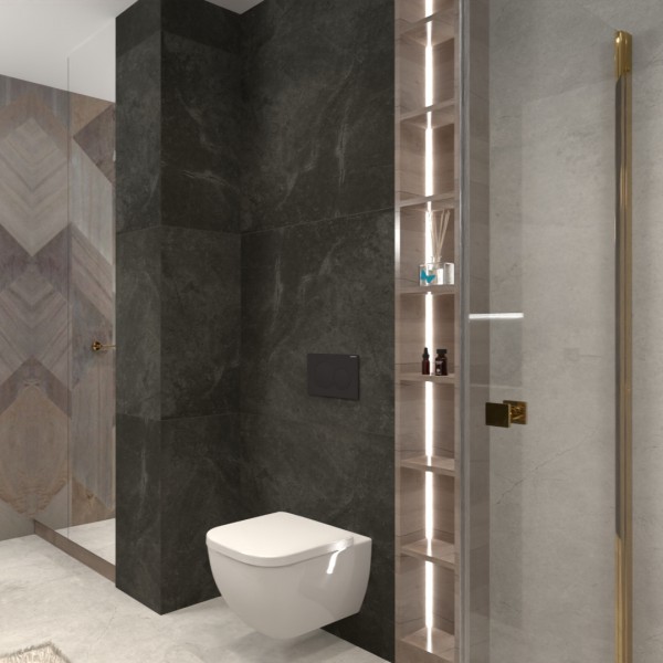 Płytki marmuropodobne w projekcie łazienki!