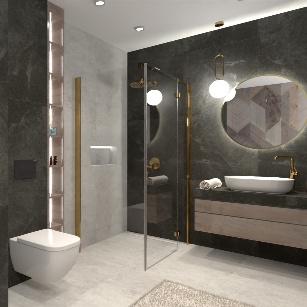 Płytki marmuropodobne w projekcie łazienki!