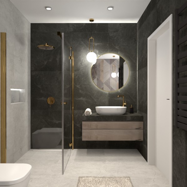 Płytki marmuropodobne w projekcie łazienki!