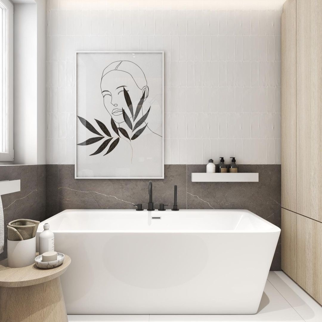 Okrągła umywalka w łazience z oknem!