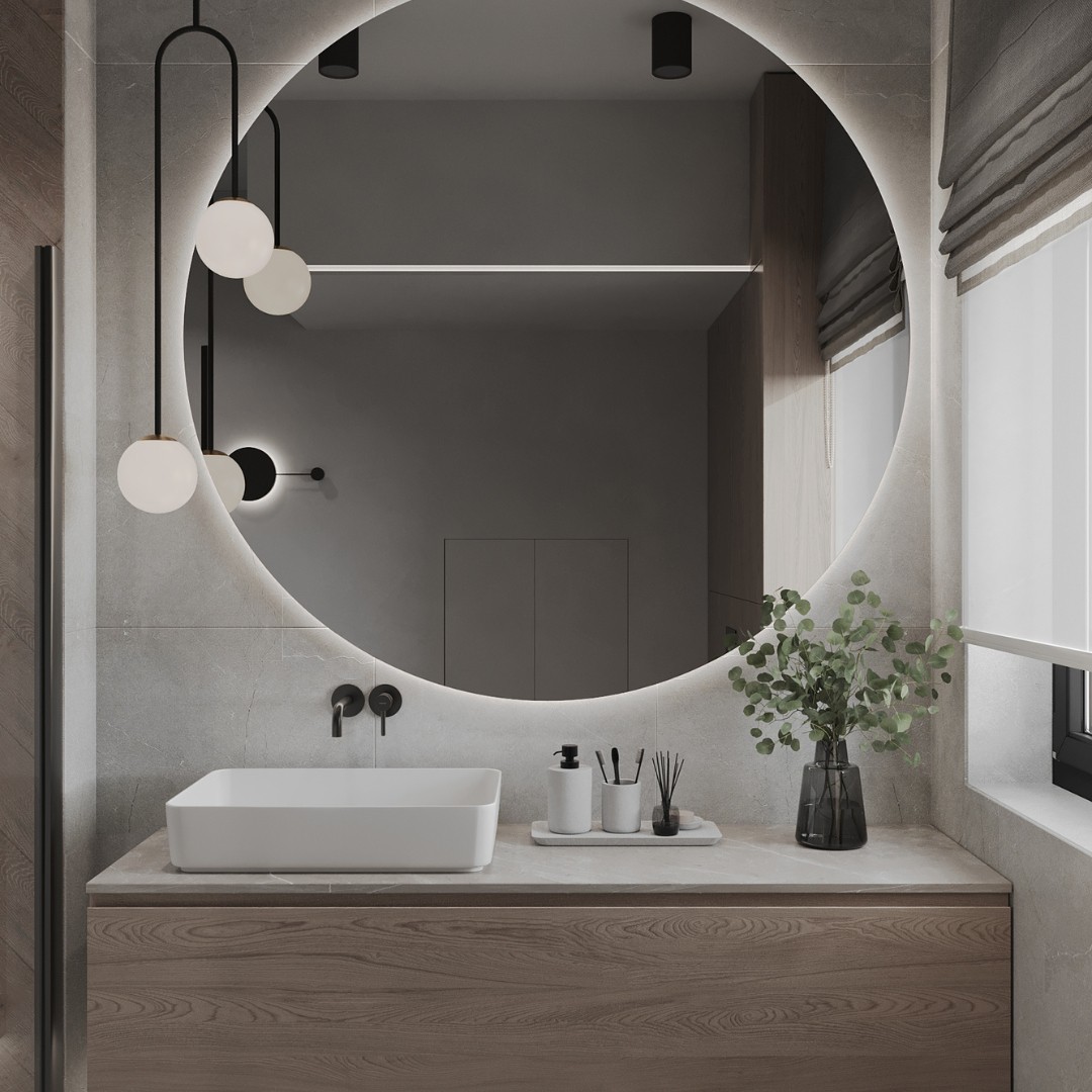 Maksimum stylu w miniaturze: mała łazienka z efektownym lustrem LED!