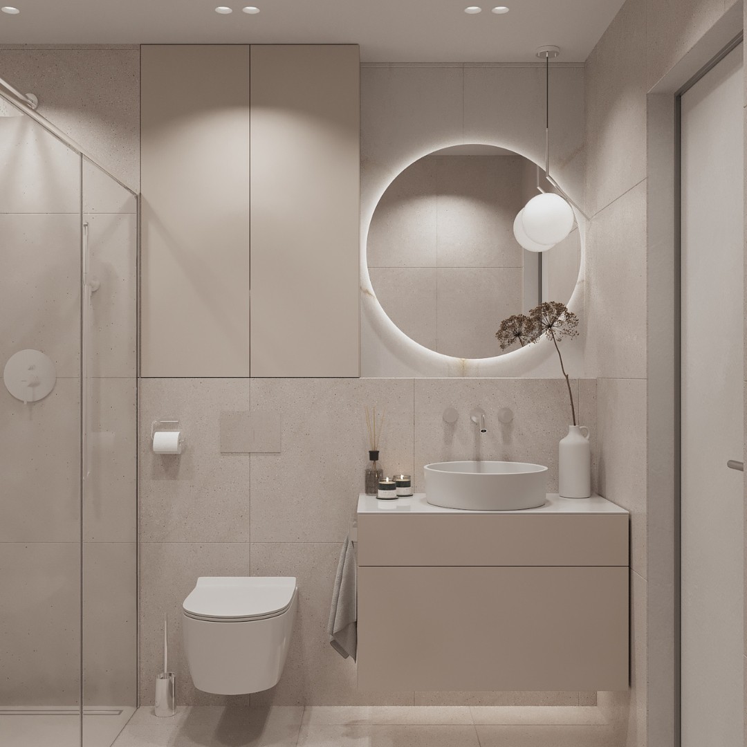 Ciepłe i przytulne miejsce: mała łazienka w odcieniach beżu!