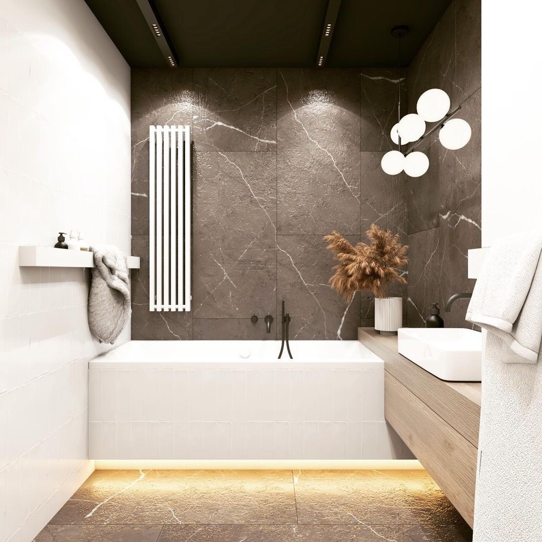 Prostokątna wanna w nowoczesnej łazience!