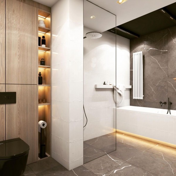 Prostokątna wanna w nowoczesnej łazience!