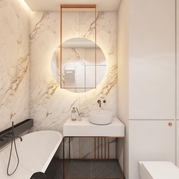 Łazienka łącząca styl minimalistyczny i glamour!