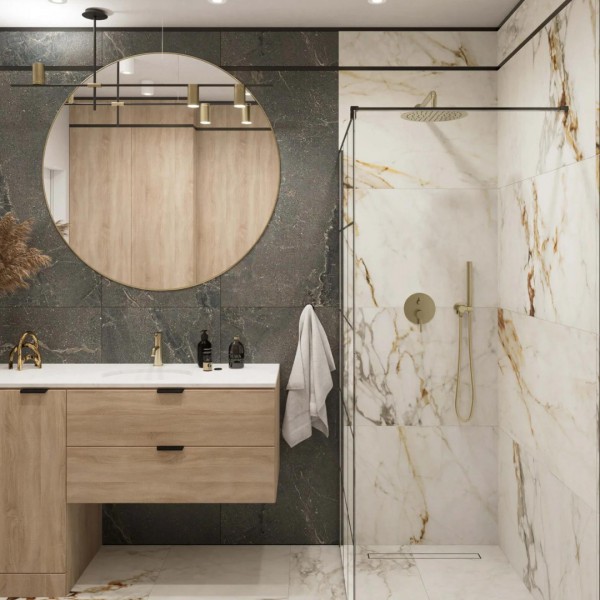 Minimalistyczna łazienka z czarnym grzejnikiem!