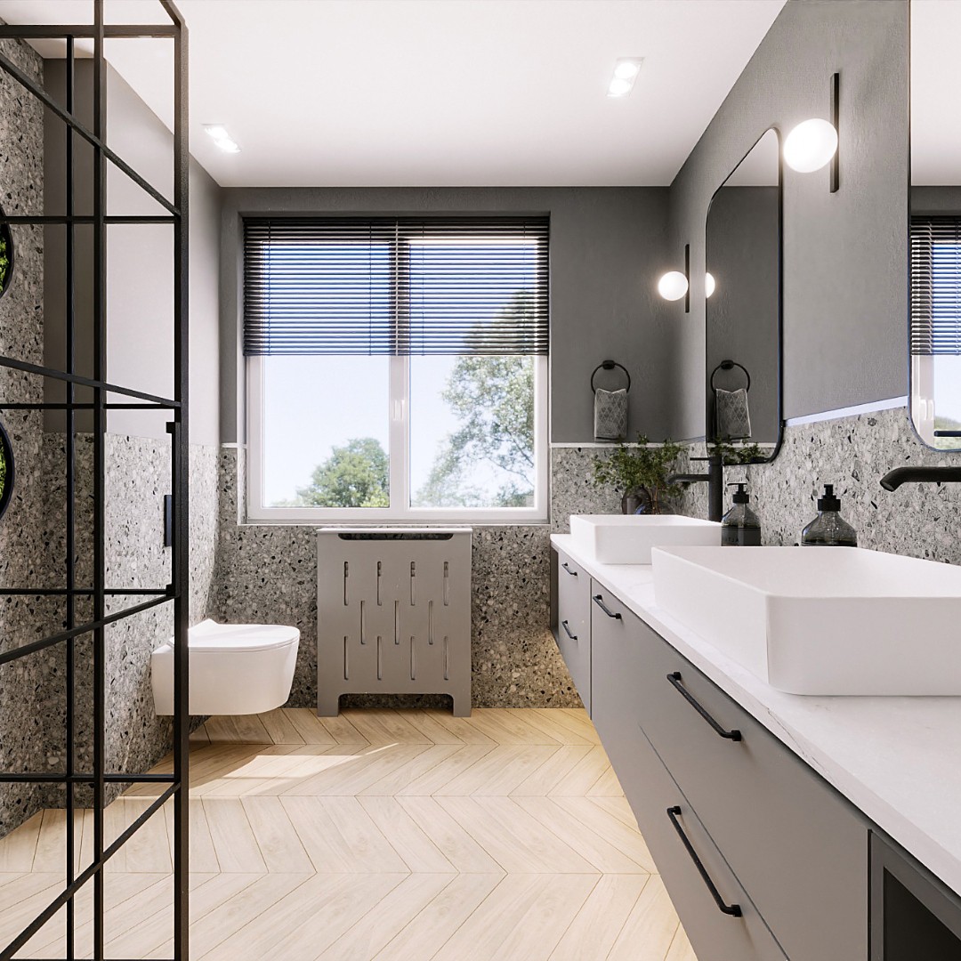 Szara łazienka w stylu industrialnym!