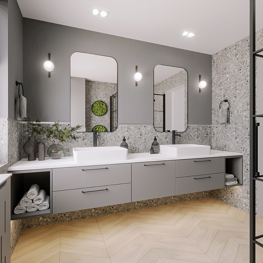 Szara łazienka w stylu industrialnym!