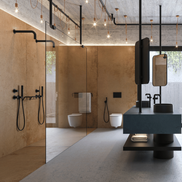 Nowoczesna Industrialna Łazienka z Czarnymi Bateriami Deante Silia!