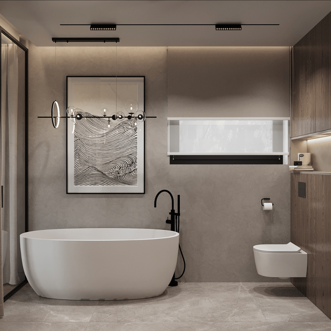 Minimalistyczna łazienka z wanną wolnostojącą!