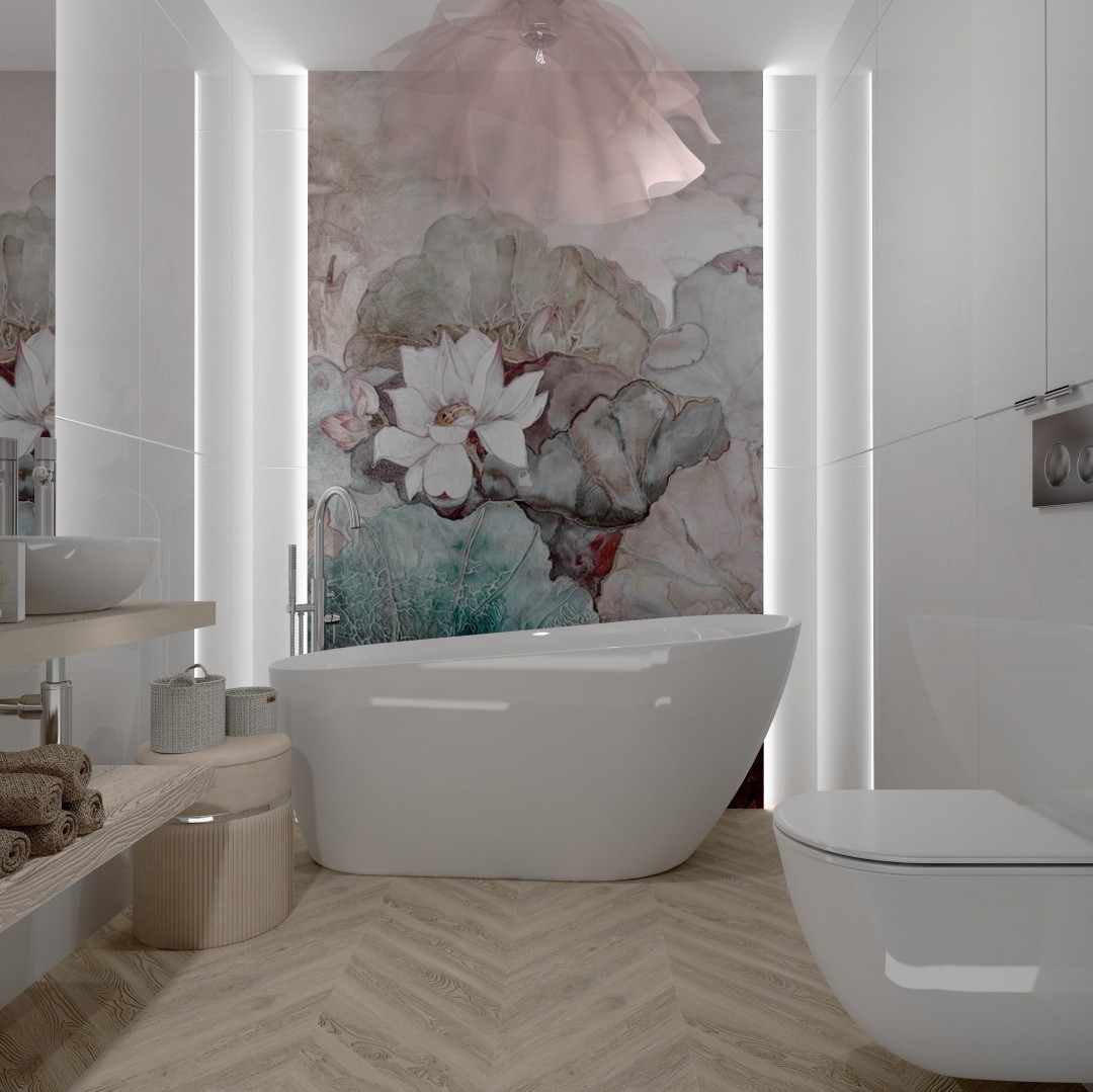 Wanna wolnostojąca w łazience w stylu glamour!