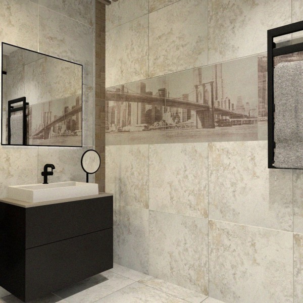 Kontrasty w Łazience: Elegancja i Surowość w Jednym!