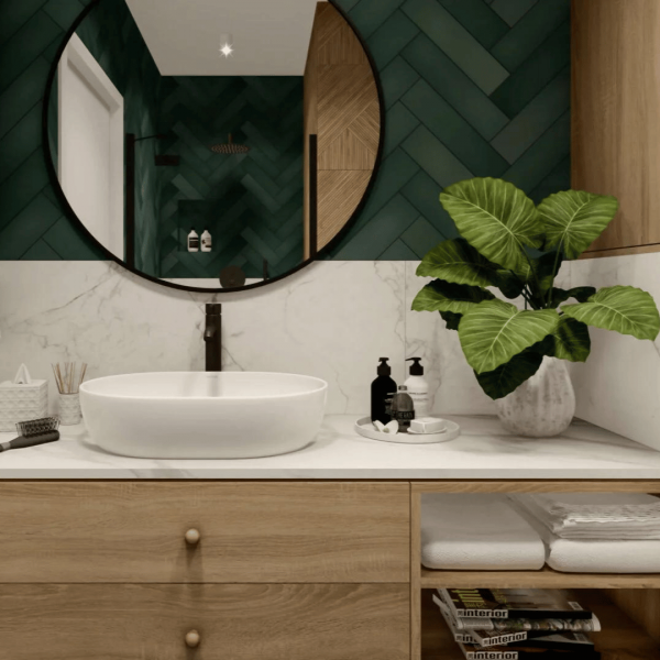 Mała Łazienka w Eleganckim Wydaniu: Ciemny Luksus i Styl!