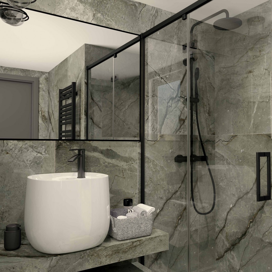 Elegancja i Funkcjonalność: Nowoczesna Łazienka z Dużym Prysznicem!