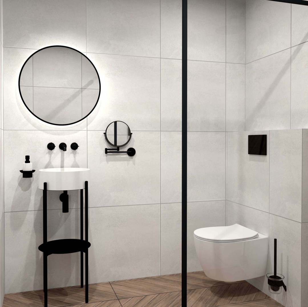 Surowa Elegancja w Minimalistycznej Łazience!