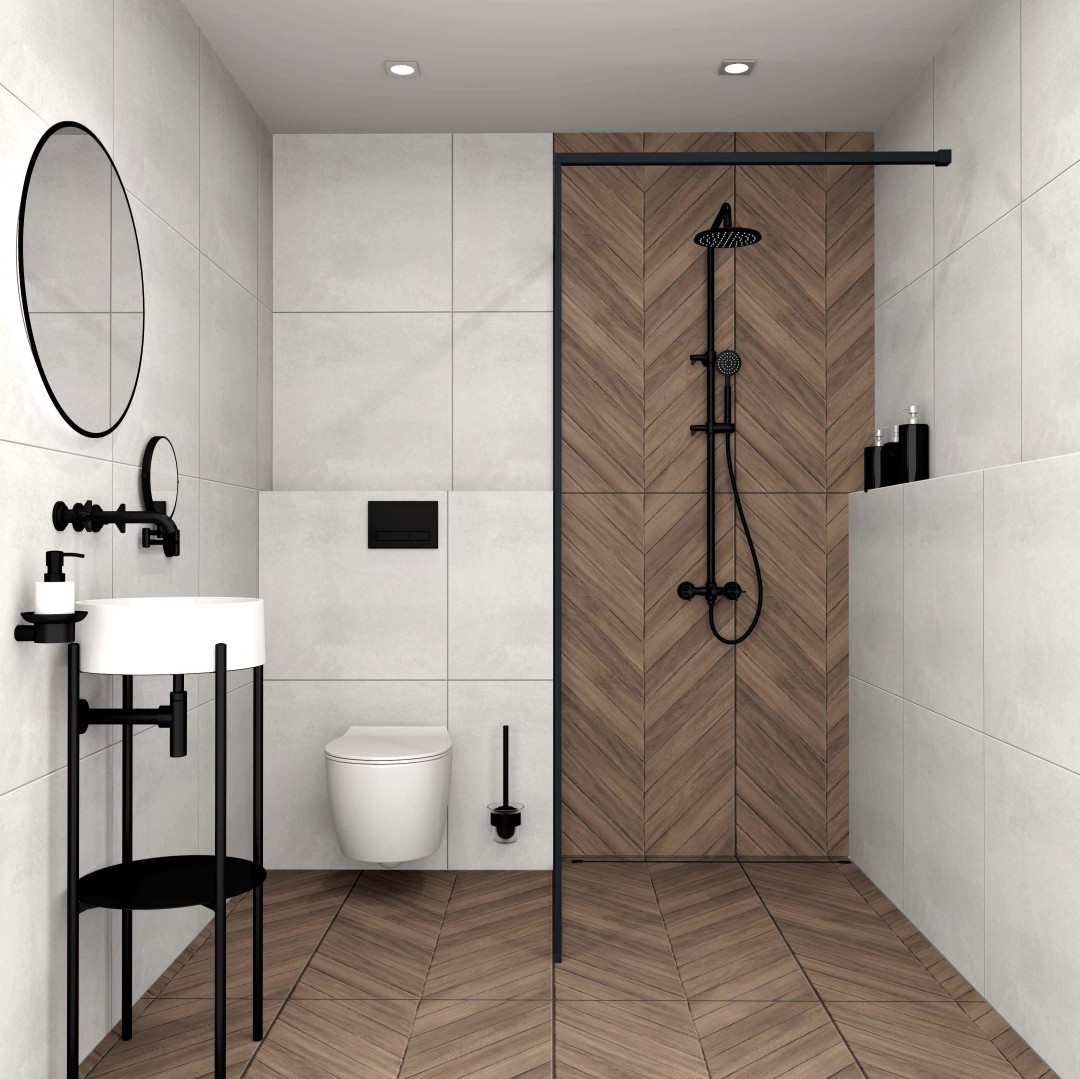 Surowa Elegancja w Minimalistycznej Łazience!