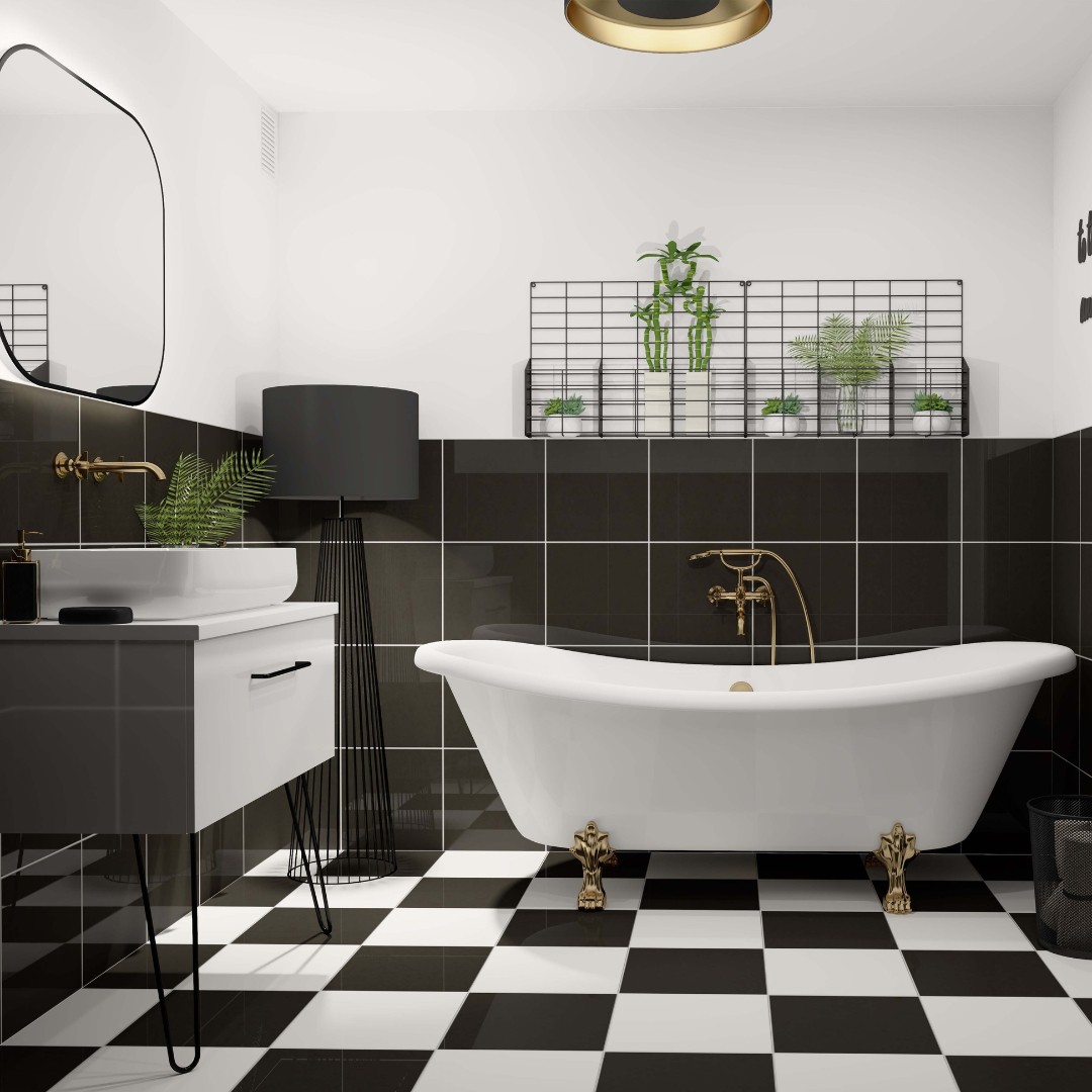 Łazienka z wanną wolnostojącą w stylu art deco!