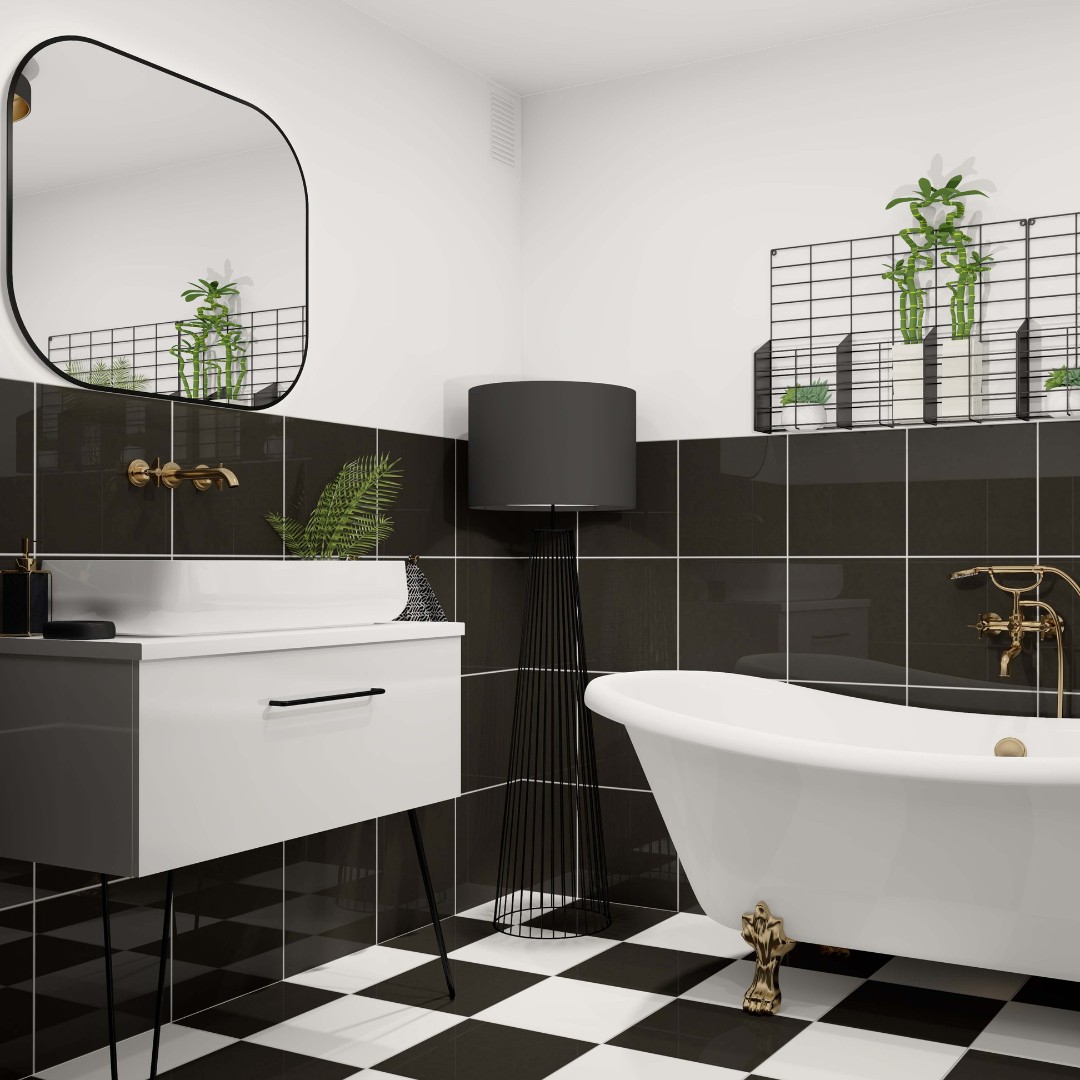 Łazienka z wanną wolnostojącą w stylu art deco!