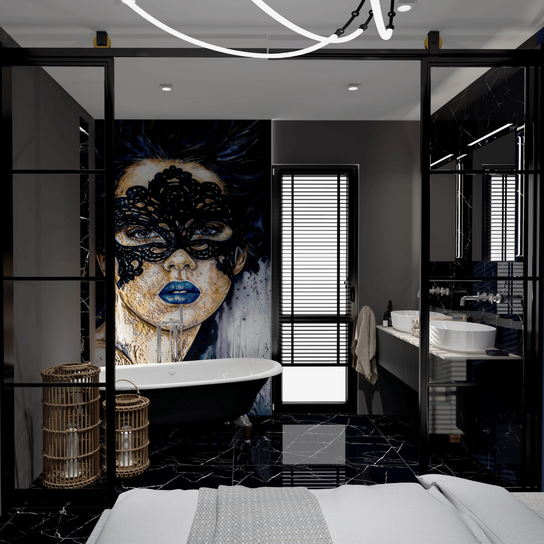 Połączenie Glamour i Nowoczesności: Wnętrze Wypełnione Elegancją