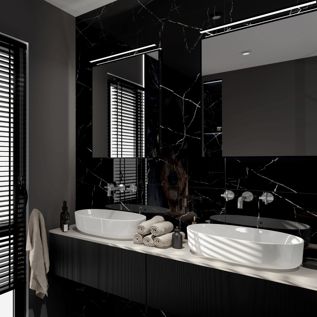 Połączenie Glamour i Nowoczesności: Wnętrze Wypełnione Elegancją