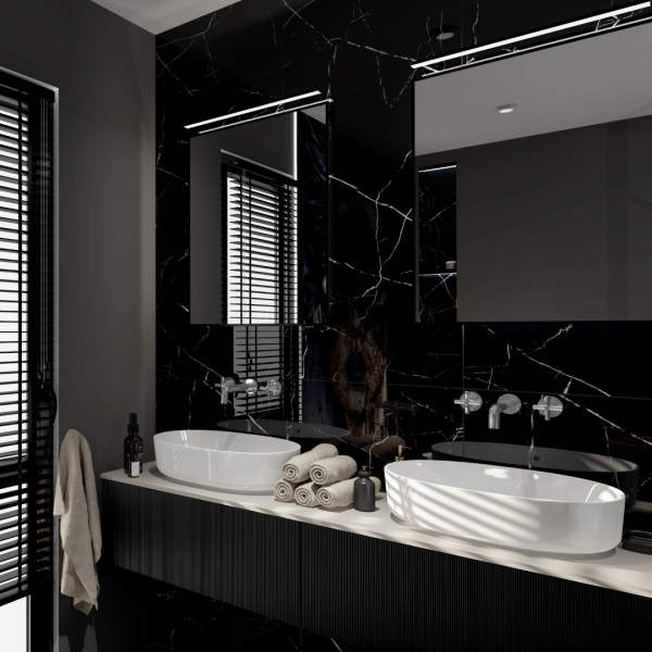 Połączenie Glamour i Nowoczesności: Wnętrze Wypełnione Elegancją