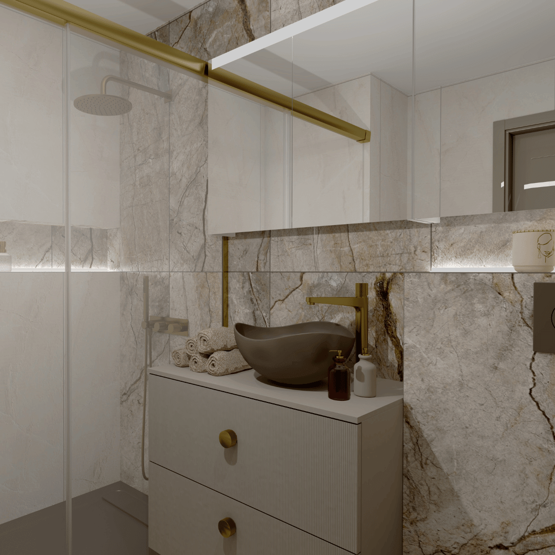 MAŁA BEŻOWA ŁAZIENKA W BLOKU