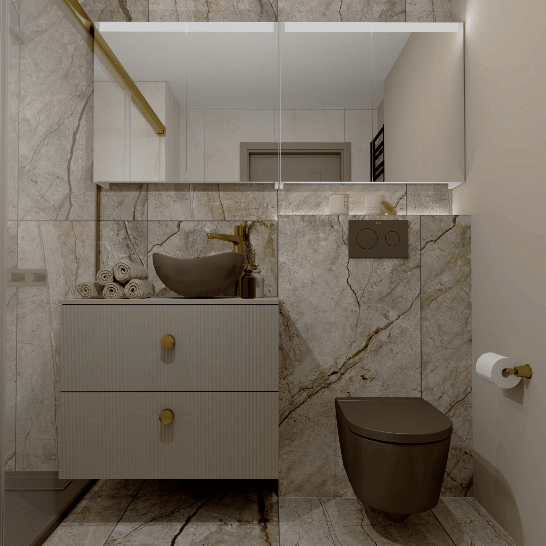 MAŁA BEŻOWA ŁAZIENKA W BLOKU