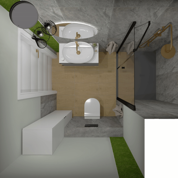 Mała łazienka w bloku z eleganckimi dodatkami