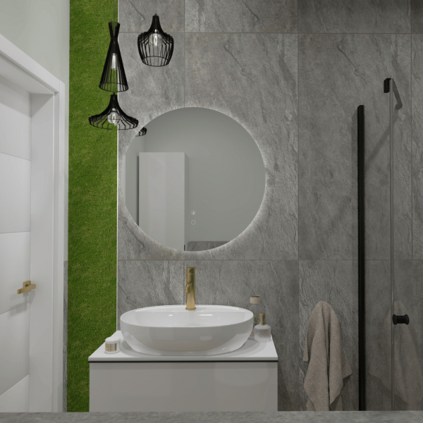 Mała łazienka w bloku z eleganckimi dodatkami