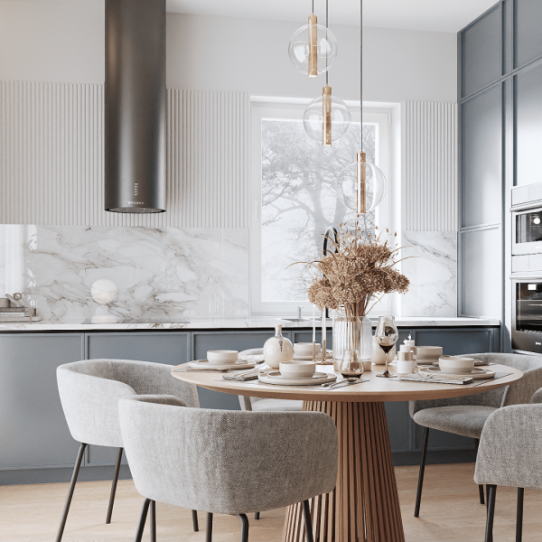 Nowoczesny zlewozmywak wpuszczany w blat z elegancką czarną baterią kuchenną