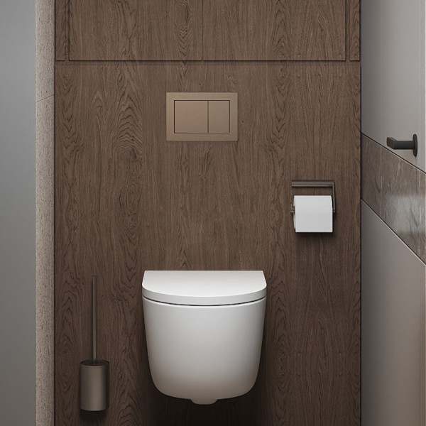 Minimalistyczna toaleta z umywalką nablatową i podwieszaną misą WC – elegancja w prostym wydaniu