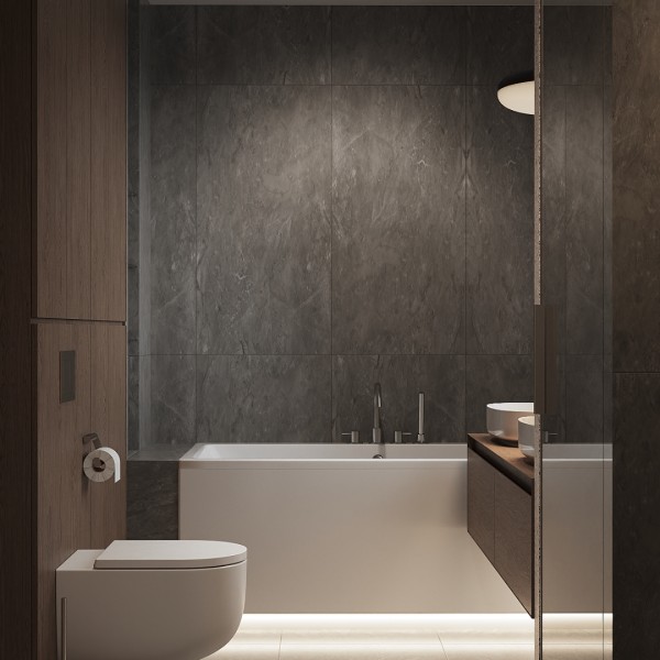 Nowoczesna łazienka z podwójną umywalką nablatową i miską WC – funkcjonalność i styl