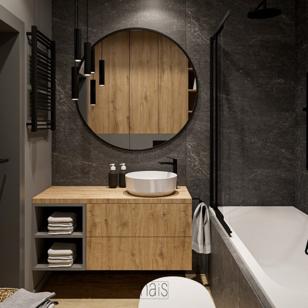 Mała łazienka w bloku z wanną i parawanem!