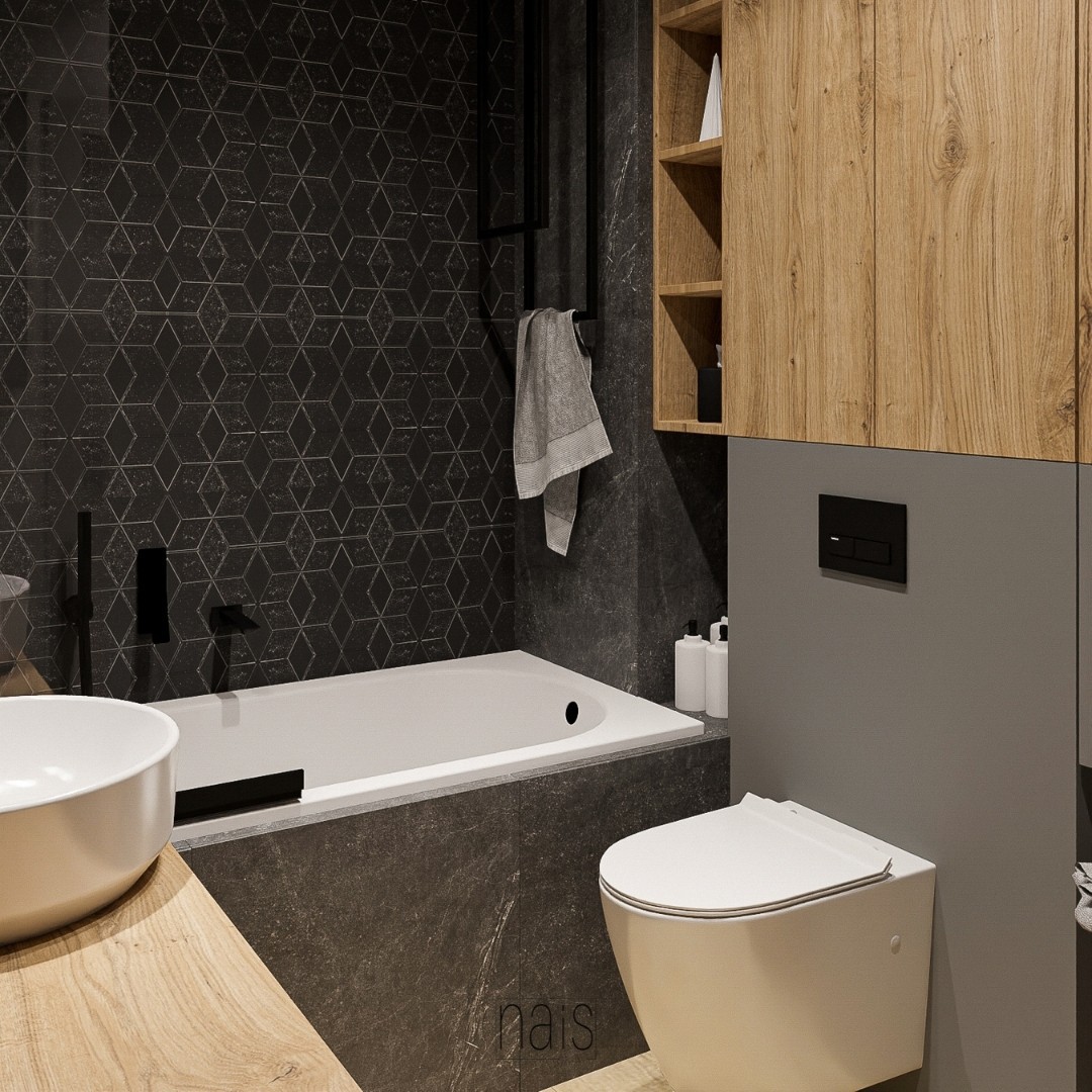 Mała łazienka w bloku z wanną i parawanem!