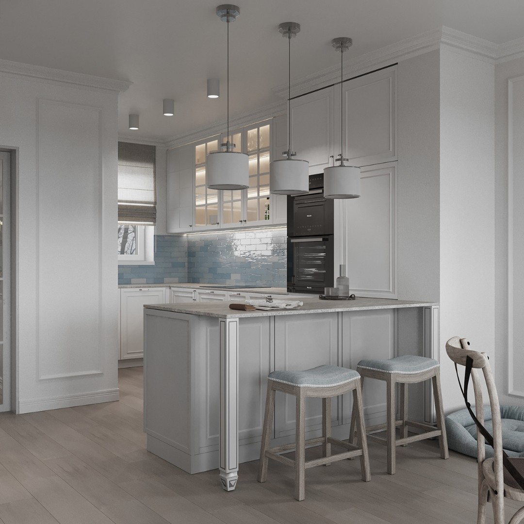 Klasyczna kuchnia z białą zabudową i zlewozmywakiem jednokomorowym