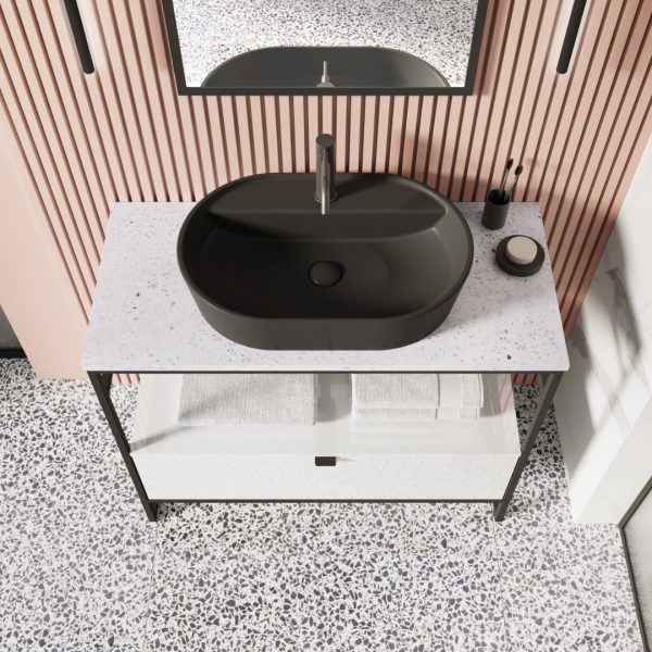 Owalna umywalka nablatowa w dwóch aranżacjach