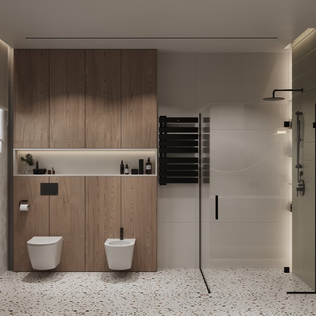 Zielona umywalka owalna w nowoczesnej łazience