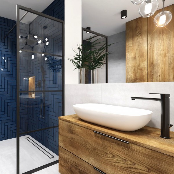 Mała łazienka w bloku z kabiną typu walk-in!