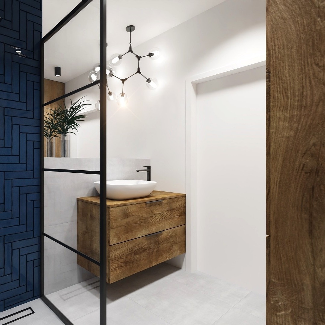 Mała łazienka w bloku z kabiną typu walk-in!