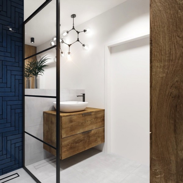 Mała łazienka w bloku z kabiną typu walk-in!