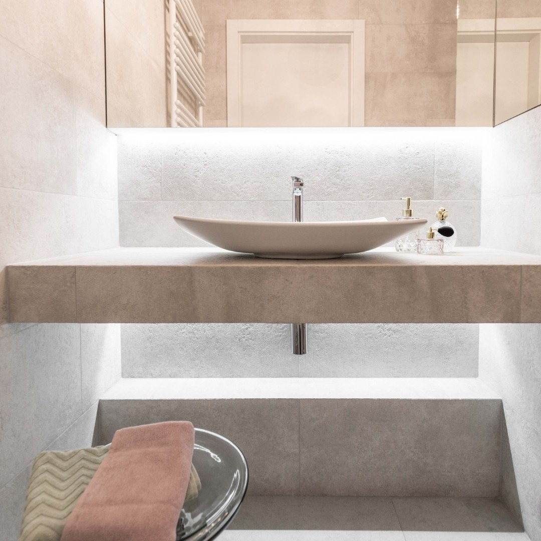 Nowoczesna łazienka w odcieniach beżu!