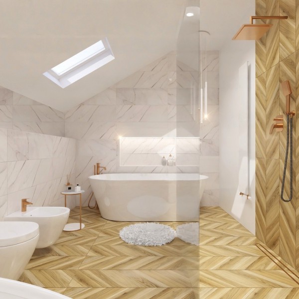 Złota łazienka na poddaszu!